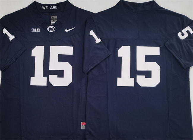 Men's Navy Penn State Nittany Lions #15 Drew Allar 2024 F.U.S.E. No Name Stitched Jersey